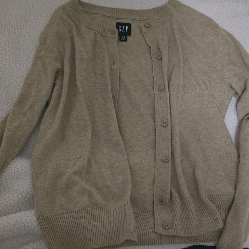 GAP Tan Cardigan Sweater Soft Knit Versatile